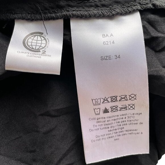 Ganni Crinkle Satin Jumpsuit Size 2 Black Smocked Ruffle Wide Leg - Picture 6 of 8